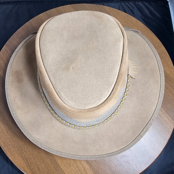 Sirocco Wide Brim Suede Sun Hat | American Hat Makers | Tan | NWT | XX-LARGE - Picture 10 of 11